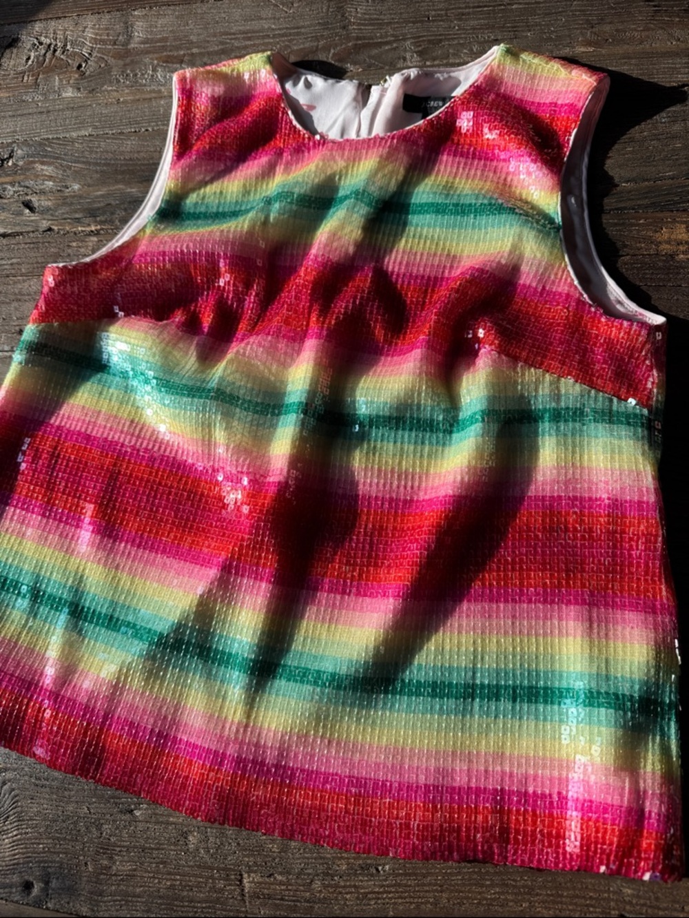 J.Crew watermelon stripe fully sequined sleeveless summer top EUC small - Picture 5 of 11